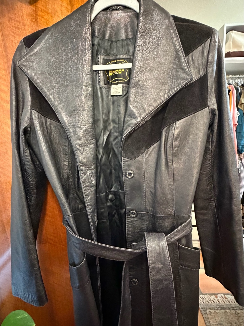 Vintage Western Leather Duster Coat Size 10